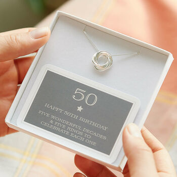 50th Birthday Sterling Silver Ring Necklace, 3 of 9