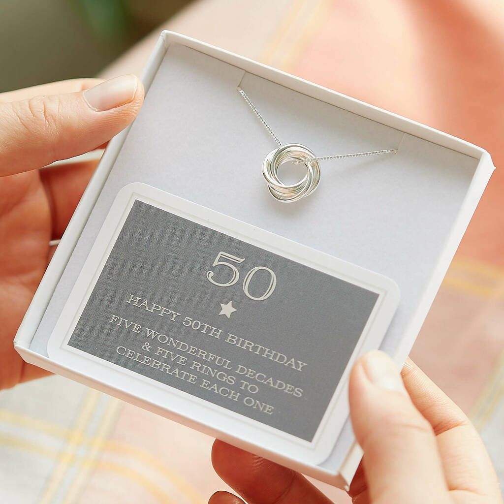 50th Birthday Sterling Silver Ring Necklace, 1 of 5