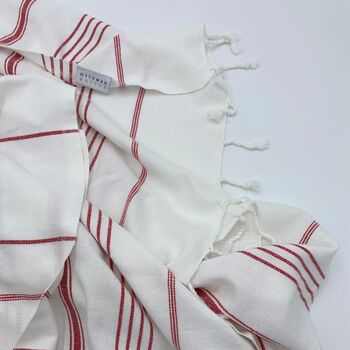 St Ives, Striped Peshtemal Towel Red, 7 of 12