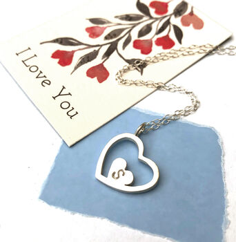 Sterling Silver Always In My Heart Initial Necklace, 11 of 12