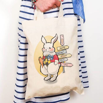 Personalised White Rabbit Easter Egg Hunt Party Bag, 2 of 2