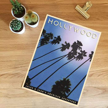 Personalised Hollywood Vintage Style Travel Print, 5 of 5