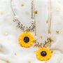 Sunflower Daisy Charm Flower Pearl Floral Necklace, thumbnail 2 of 8
