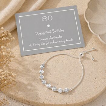 80th Birthday Drawstring Eight Disc Bracelet, 5 of 7