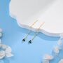 Sterling Silver Black Cz Trio Flower Threader Earrings, thumbnail 10 of 10