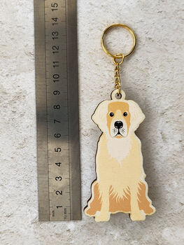 Golden Retriever Wooden Keyring With Optional Christmas Card, 6 of 9