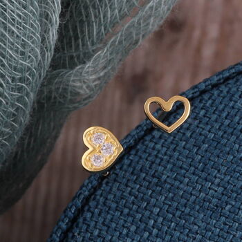 'Thank You' Sterling Silver Asymmetric Heart Earrings, 2 of 6