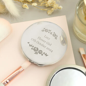 Personalised Vintage Rose Round Compact Mirror, 2 of 5