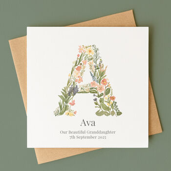 Personalised Botanical New Baby Card, 2 of 6