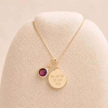 Personalised Gold Plated Sterling Silver July Birthstone Ruby Pendant Necklace, 3 of 9