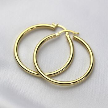 9ct Gold 20mm 70mm Lightweight Hinged Hoop Earrings, 5 of 10