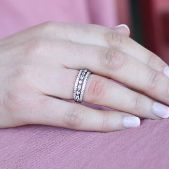 Parallel Silver Stone Open Band Ring, 2 of 5