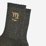 Women's Glitter Socks Black Gold Zodiac Virgo, thumbnail 3 of 5