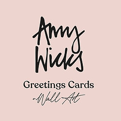 amy wicks partner logo in blush pink greetings cards and wall art