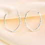 Sterling Silver Medium Hammered Oval Hoop Earrings, thumbnail 2 of 6