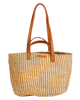 Gold And Natural Pinstripe Sisal Shopper, 4 of 5