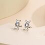 Sterling Silver Moon Phase Moonstone Screw Back Earrings, thumbnail 1 of 12