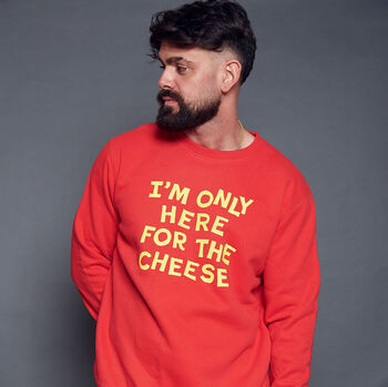 Men's Only Here For The Cheese Christmas Sweatshirt, 2 of 5