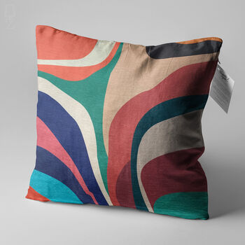 Cushion Cover With Multicoloured Abstract Lines Design, 3 of 7