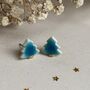 Tiny Turquoise Christmas Tree Ceramic Earrings, thumbnail 6 of 10