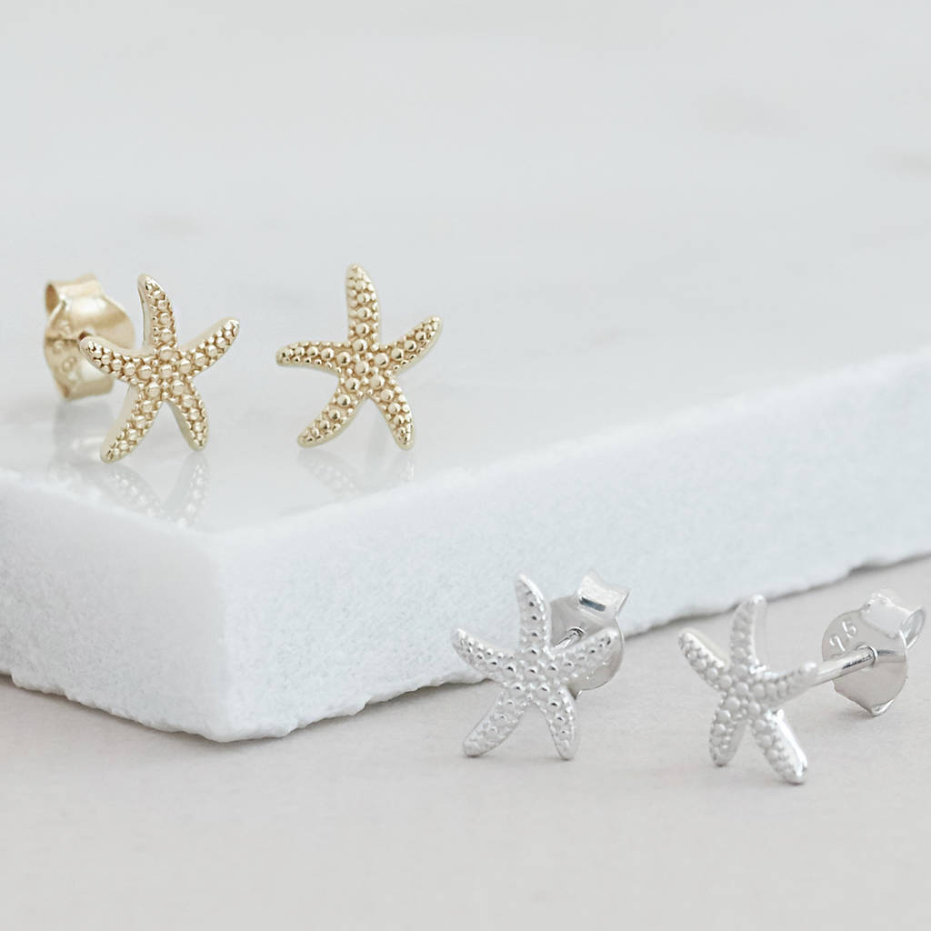 Starfish Stud Earrings For Calm In Silver Gold Or Rose By Muru Starfish Stud Earrings For Calm In Silver Gold Or Rose