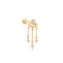 14k Solid Gold Topaz Dangly Chain Labret Stud, thumbnail 1 of 3