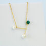 Gold Colour Sterling Silver Pearl And Green Bead Necklace, thumbnail 3 of 4