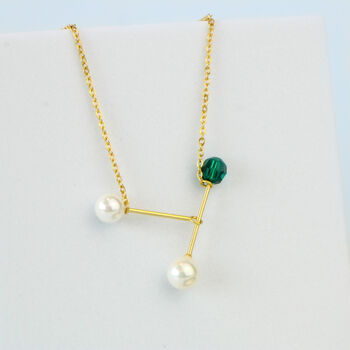 Gold Colour Sterling Silver Pearl And Green Bead Necklace, 3 of 4