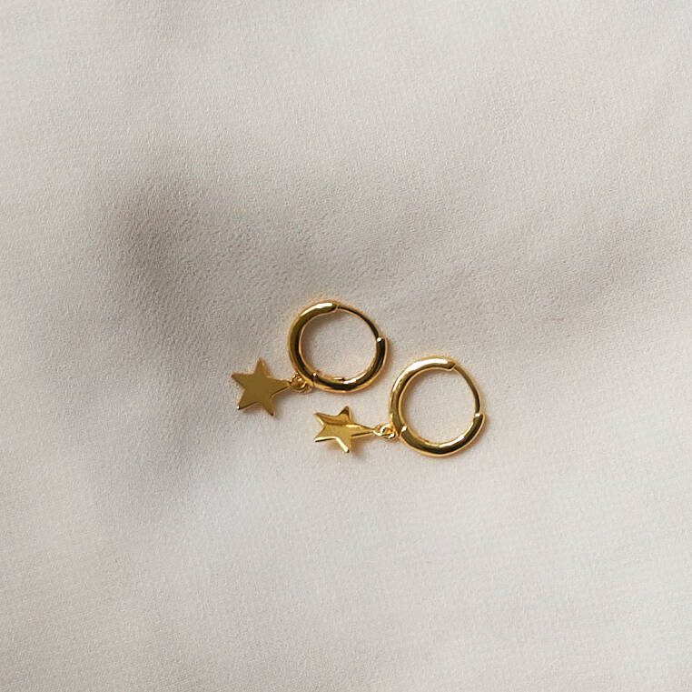 Star Sleeper Earrings Gold Plated, 1 of 3