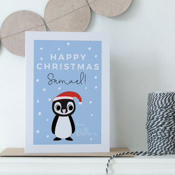 Personalised Cute Penguin Christmas Card, 2 of 3
