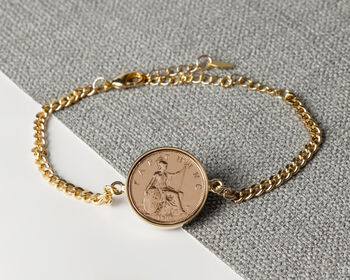 1935 90th Birthday Farthing Coin Chain Bracelet, 2 of 5