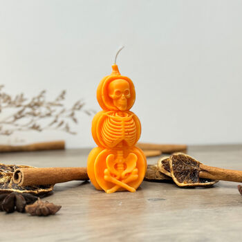 Orange Skeleton Pumpkin Halloween Candle Spooky Gifts, 2 of 8