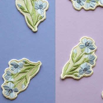 Wildflower Flax Flower Iron On Embroidered Patch, 4 of 4