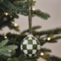 Modern Green Check Hand Painted Bauble, thumbnail 2 of 3