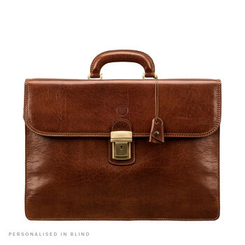 Personalised Leather Classic Briefcase For Men 'Paolo3', 3 of 11