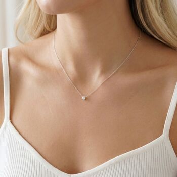 Solitaire Diamond Necklace Silver, 7 of 8