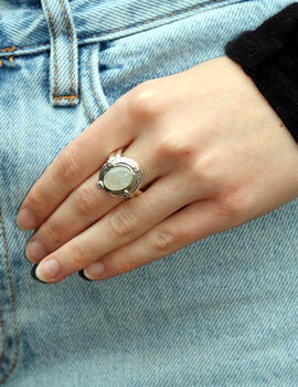 Sterling Silver Moonstone Ring With Cubic Zirconias, 2 of 5