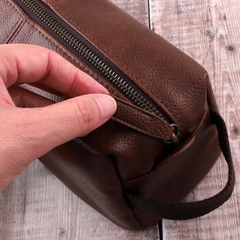 Personalised Faux Leather Washbag For Men, 4 of 7