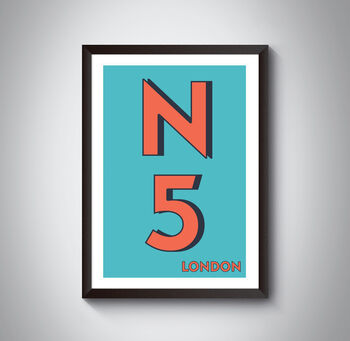 N5 Highbury London Typography Postcode Print, 3 of 9