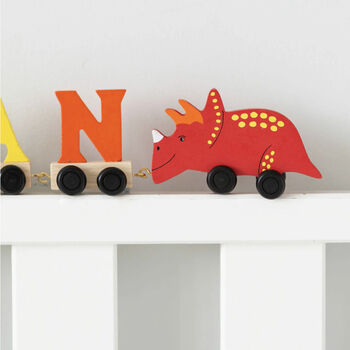 Personalised Wooden Dinosaur Name Train, 2 of 4