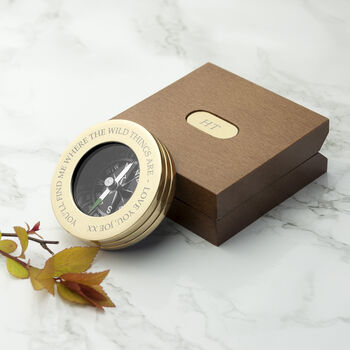 Personalised Brass Travellers Compass With Wooden Box, 4 of 8