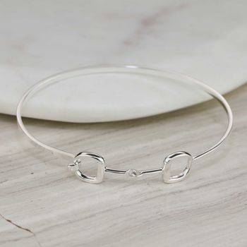 Solid Silver Riding Snaffle Bangle, 6 of 8