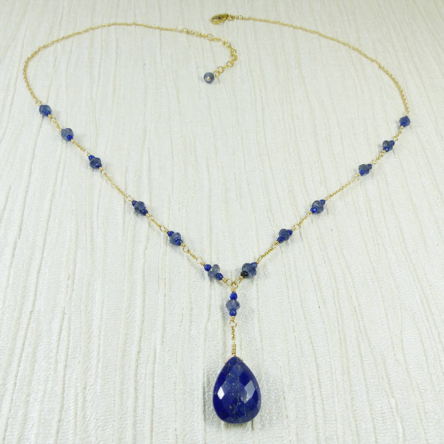 lapis lazuli and iolite gold filled necklace by mounir london ...