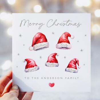 Personalised Santa Hats Couple Christmas Card *Up To Six Santa Hats, 4 of 6
