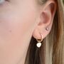 Gold Modern Heart Huggie Hoop Earrings, thumbnail 1 of 8