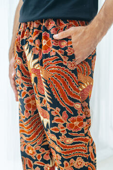 Red And Black Men’s Cotton Batik Trousers, 3 of 4