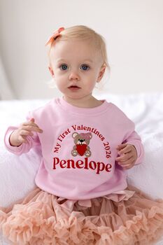 Mama's Little Valentine Bear Personalised Name Embroidered Sweatshirt Jumper, 4 of 7