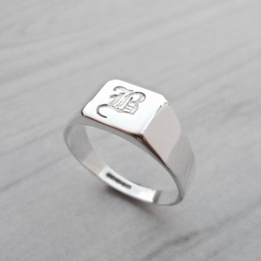 Personalised Initial Silver Signet Ring, 1 of 4