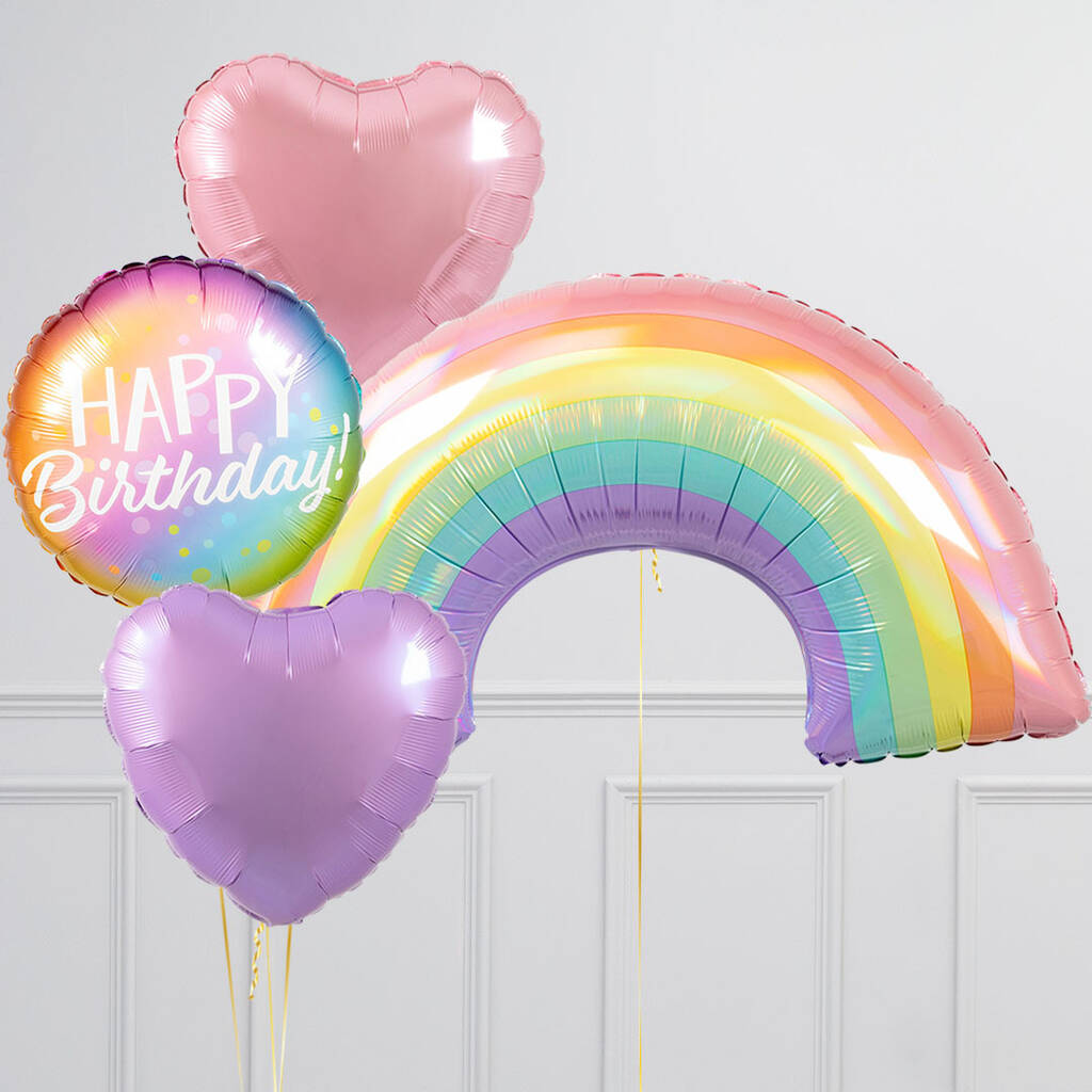 Pastel Rainbow Birthday Inflated Balloon Package By Bubblegum Balloons