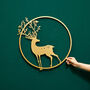 Circular 50cm Gold Reindeer Stag Wall Art, thumbnail 7 of 12